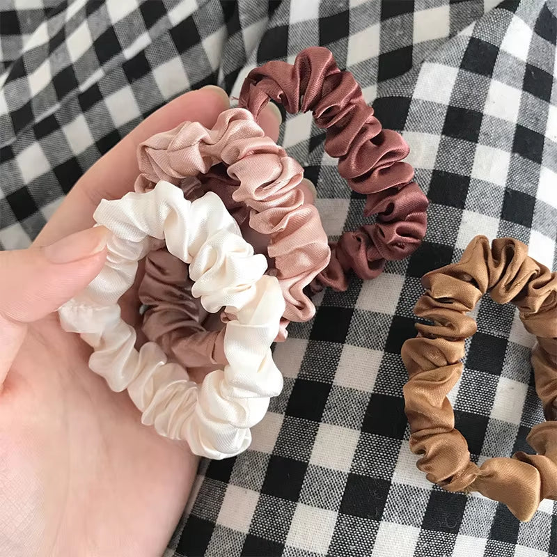 6/18Pcs Elegant Hair Scrunchies Women Minimalist Simulation Silk Hair Ties Solid Color Elastic Loop Ponytail Hair Accessories